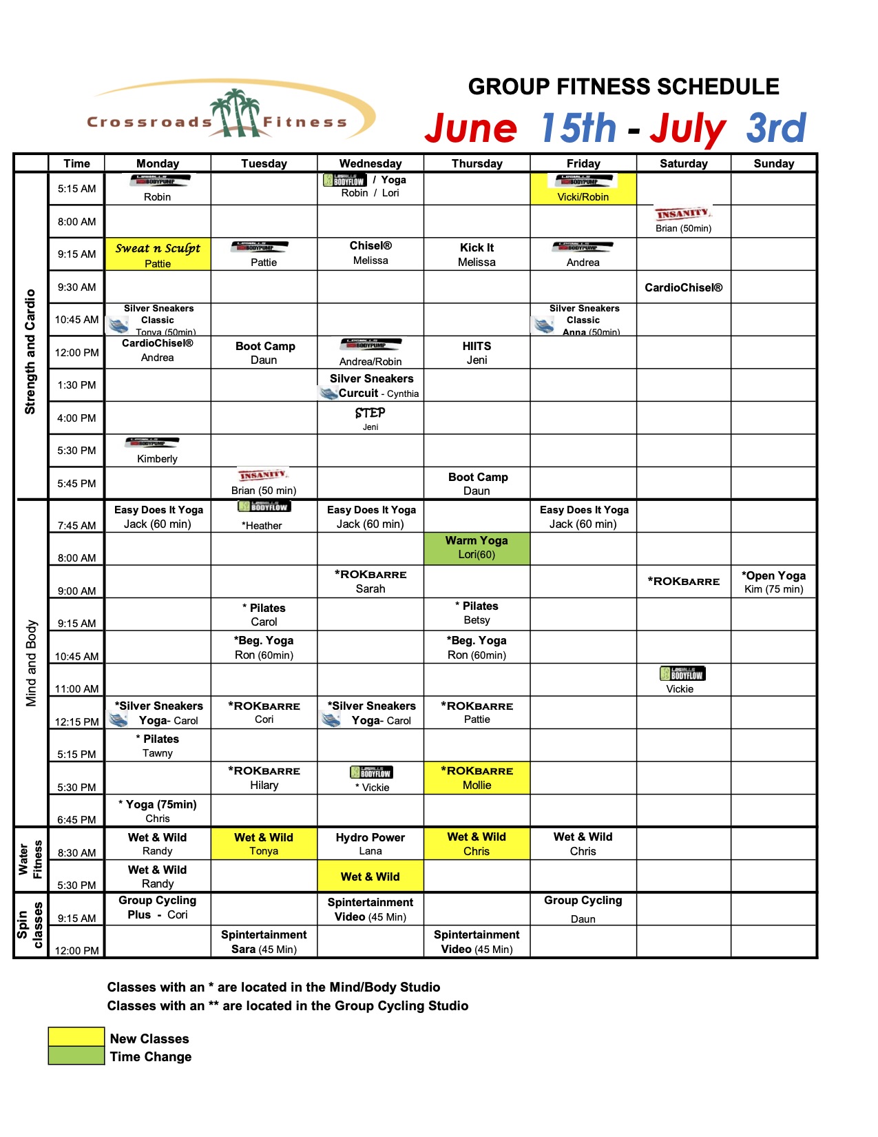 North Class Schedule PDF - Crossroads Fitness of Grand Junction